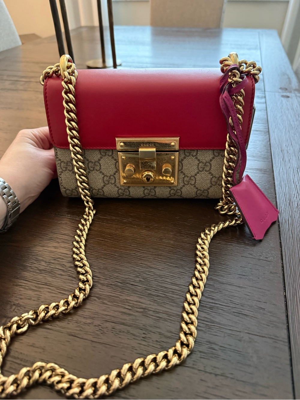 Gucci Padlock Small Shoulder Bag – GG Supreme/Red Leather